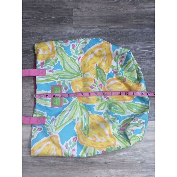 Lilly Pulitzer by Estee Lauder Large Tote Pink Green Handle Yellow Blue - Picture 4 of 6